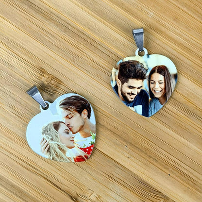 Personalized Couple Photo Heart Pendant Necklaces