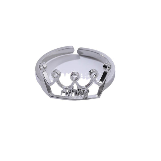 Personalized Crown Ring with Engraved Name Design