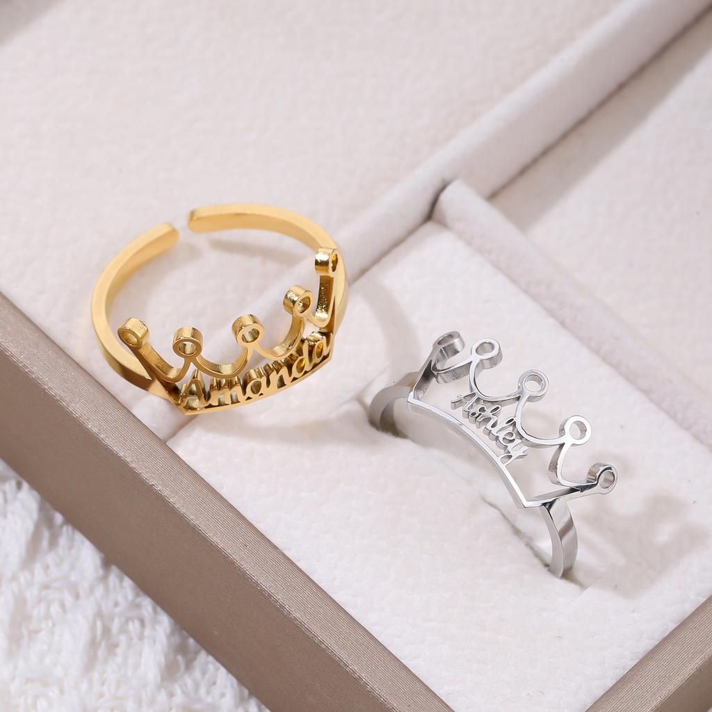 Personalized Crown Rings Gold Silver Amanda Ashley