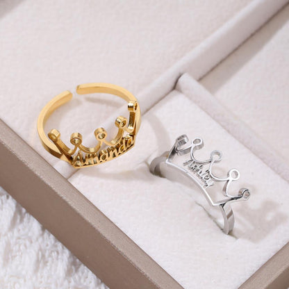 Personalized Crown Rings Gold Silver Amanda Ashley