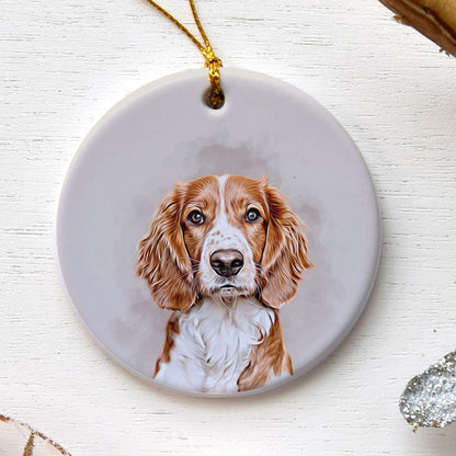 Personalized Dog Portrait Christmas Ornament Ceramic