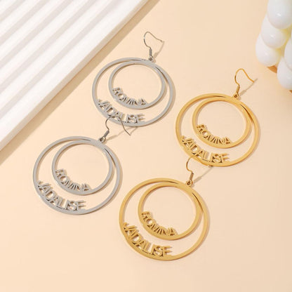 Personalized Double Hoop Earrings Romina Jadallise Gold Silver