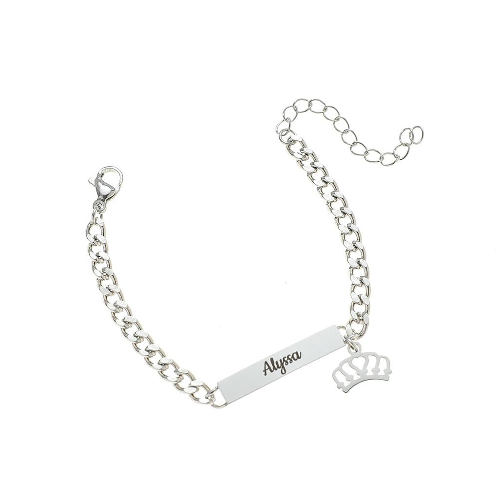Personalized Engraved Bracelet with Crown Charm Alyssa