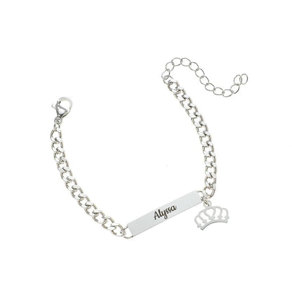 Personalized Engraved Bracelet with Crown Charm Alyssa