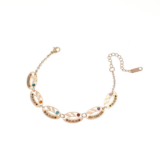 Personalized Engraved Bracelet with Dates and Gems.jpg