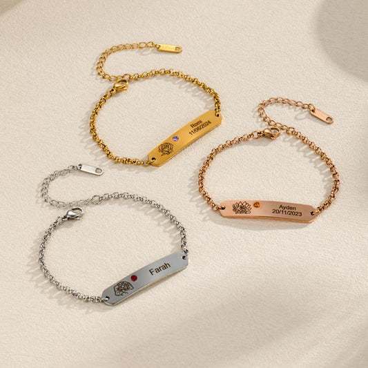 Personalized Engraved Bracelets with Names and Dates