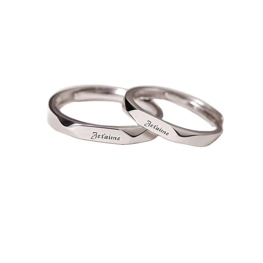 Personalized Engraved Couple Rings Je Taime Design