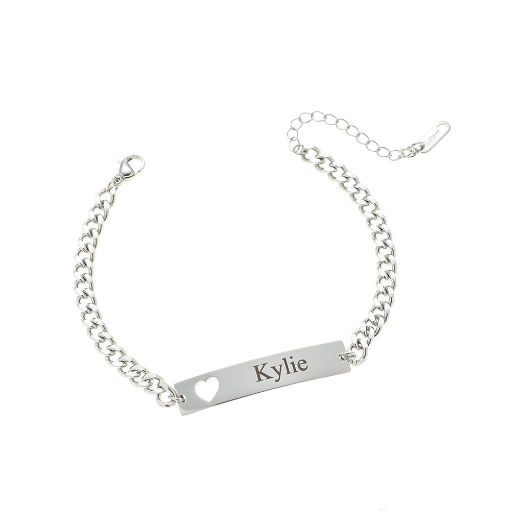 Personalized Engraved Heart Bracelet Kylie Name onlytext