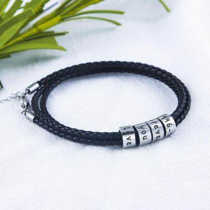 Personalized Engraved Leather Bracelet I Love You Forever