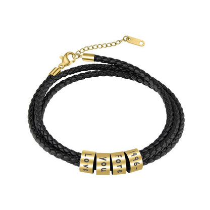 Personalized Engraved Leather Bracelet Love You Forever 1996