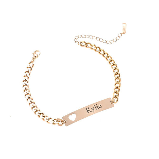 Personalized Engraved Name Bracelet Kylie Heart Design