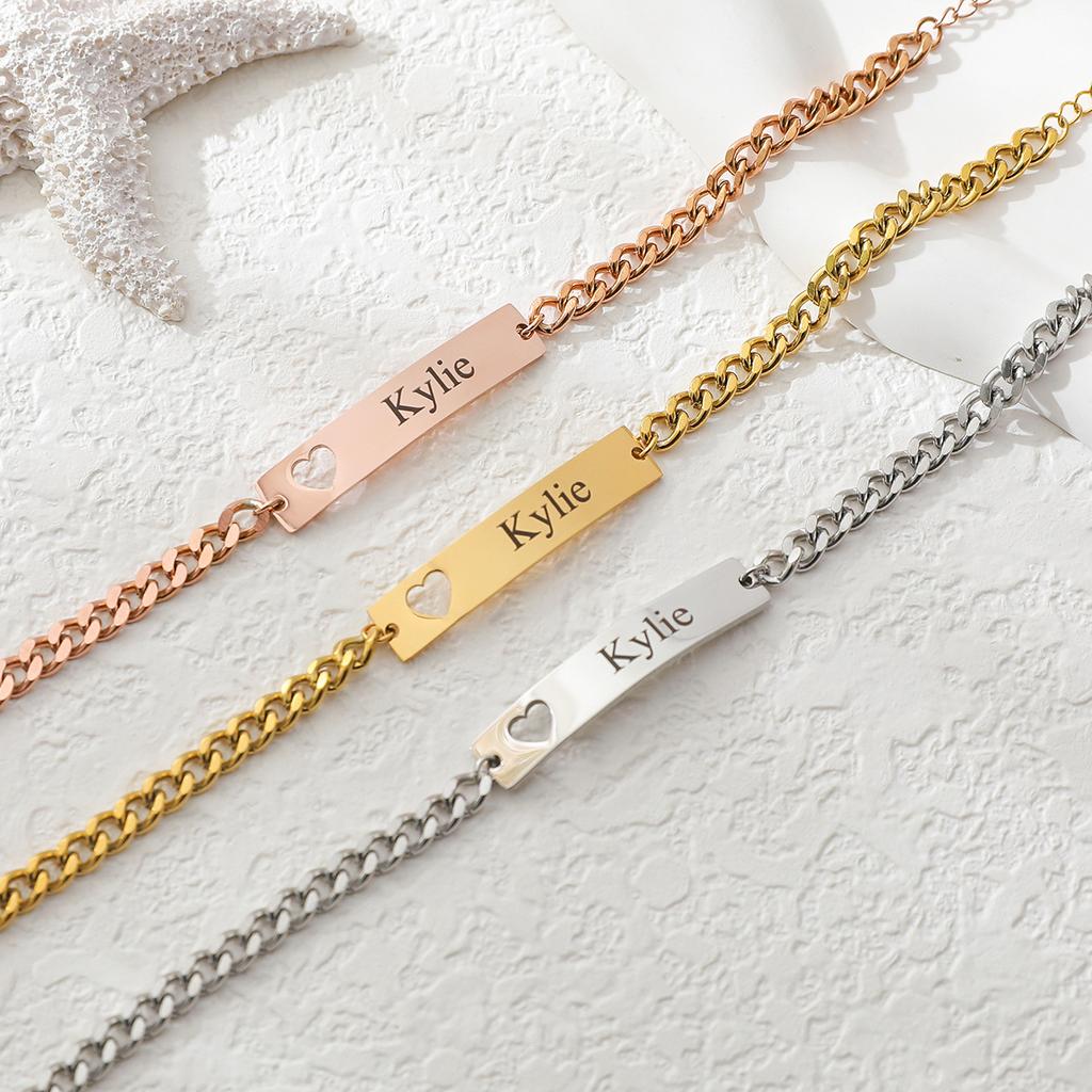 Personalized Engraved Name Bracelet Kylie Trio Metals