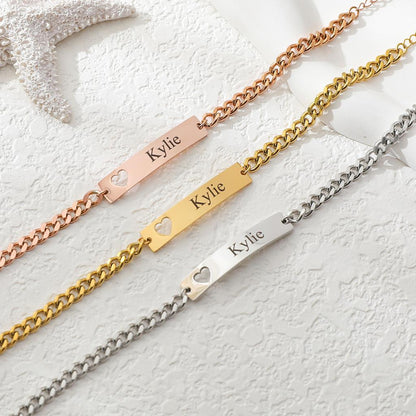 Personalized Engraved Name Bracelet Kylie Trio Metals