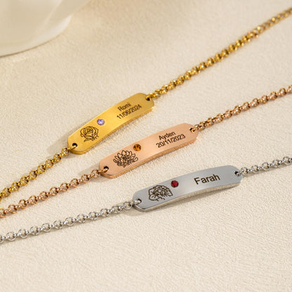 Personalized Engraved Name Bracelets Gold Silver Rose