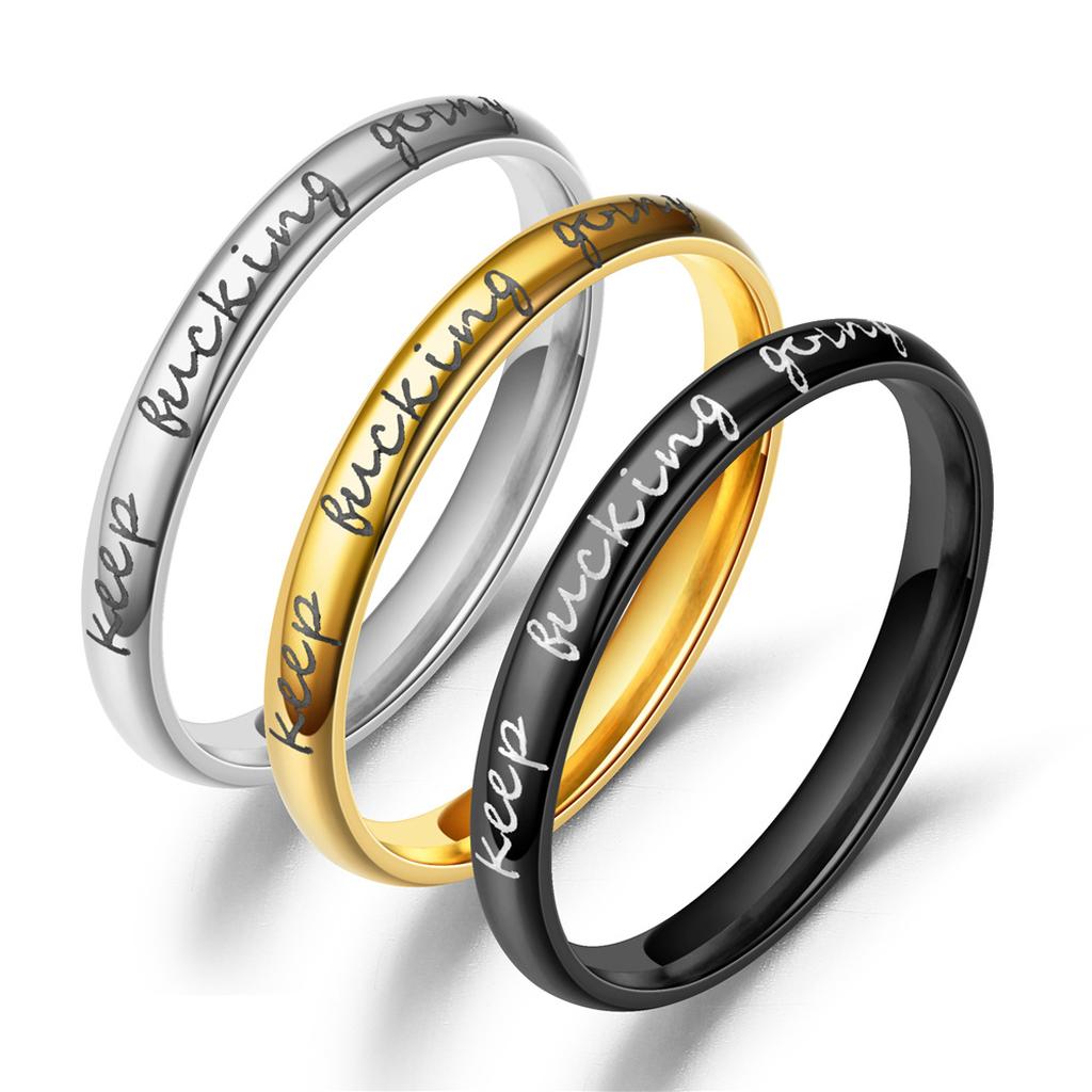 Personalized Engraved Rings Keep Fucking Going Trio