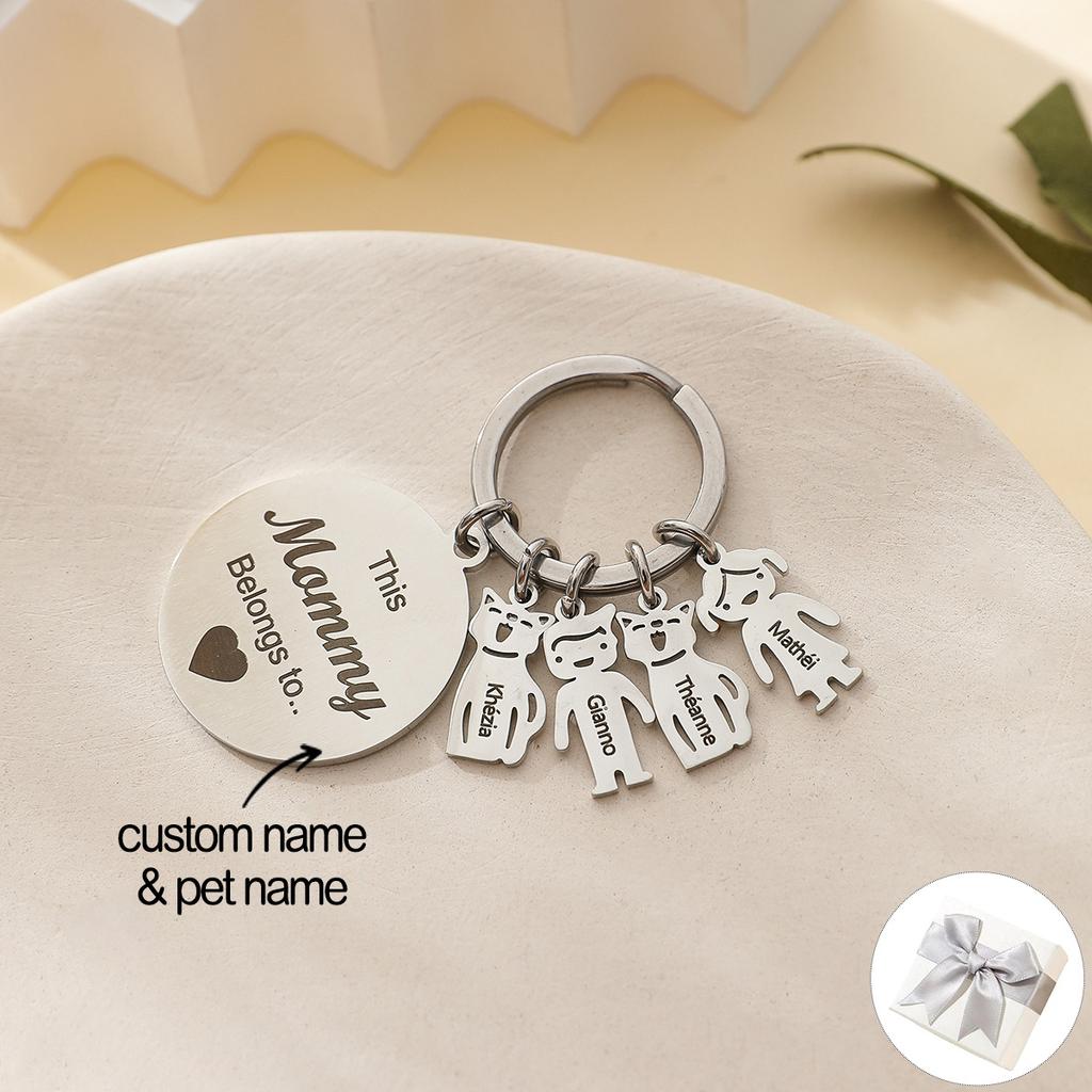 Personalized Family and Pet Keychain Custom Name Design