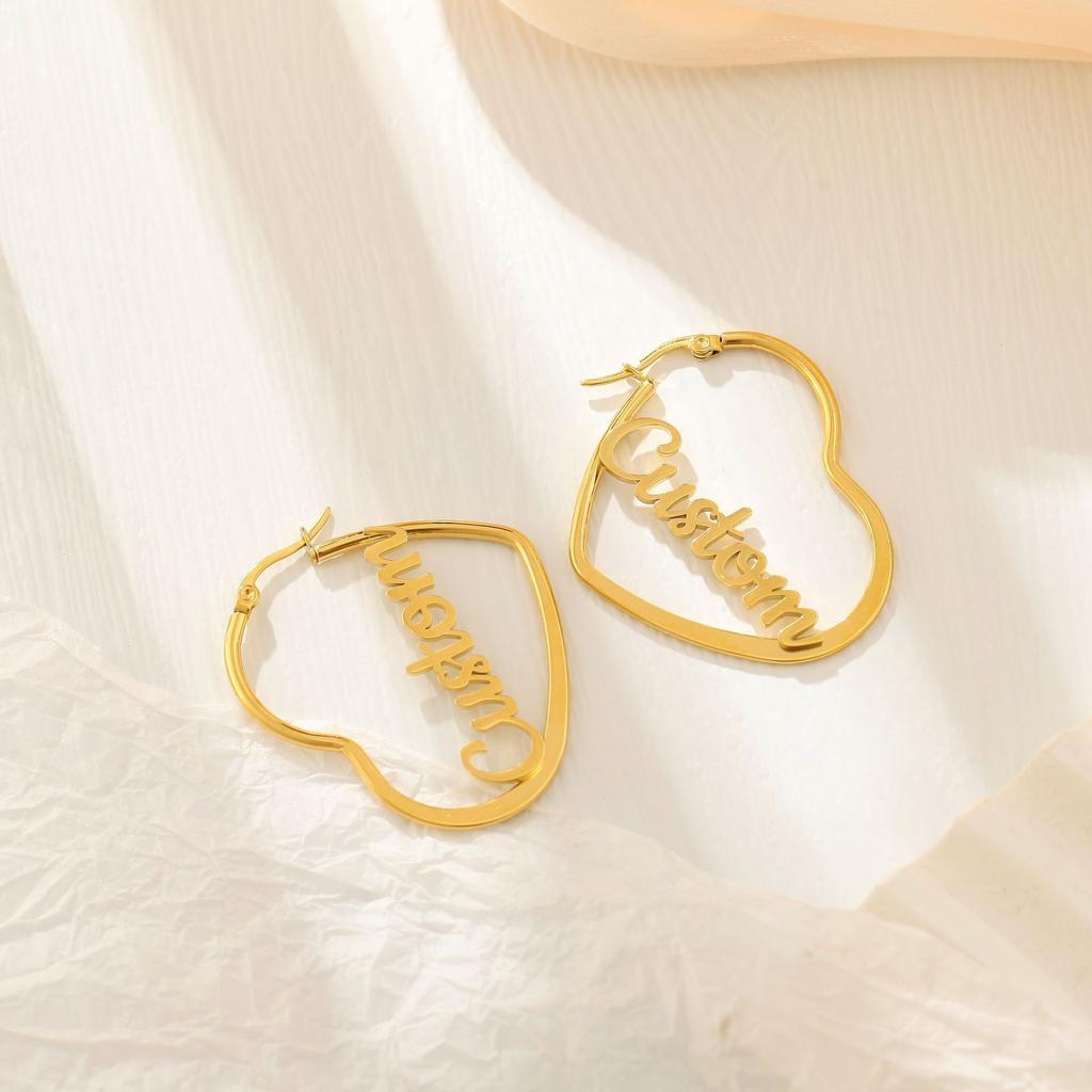 Personalized Gold Heart Hoop Earrings Custom Text.jpg