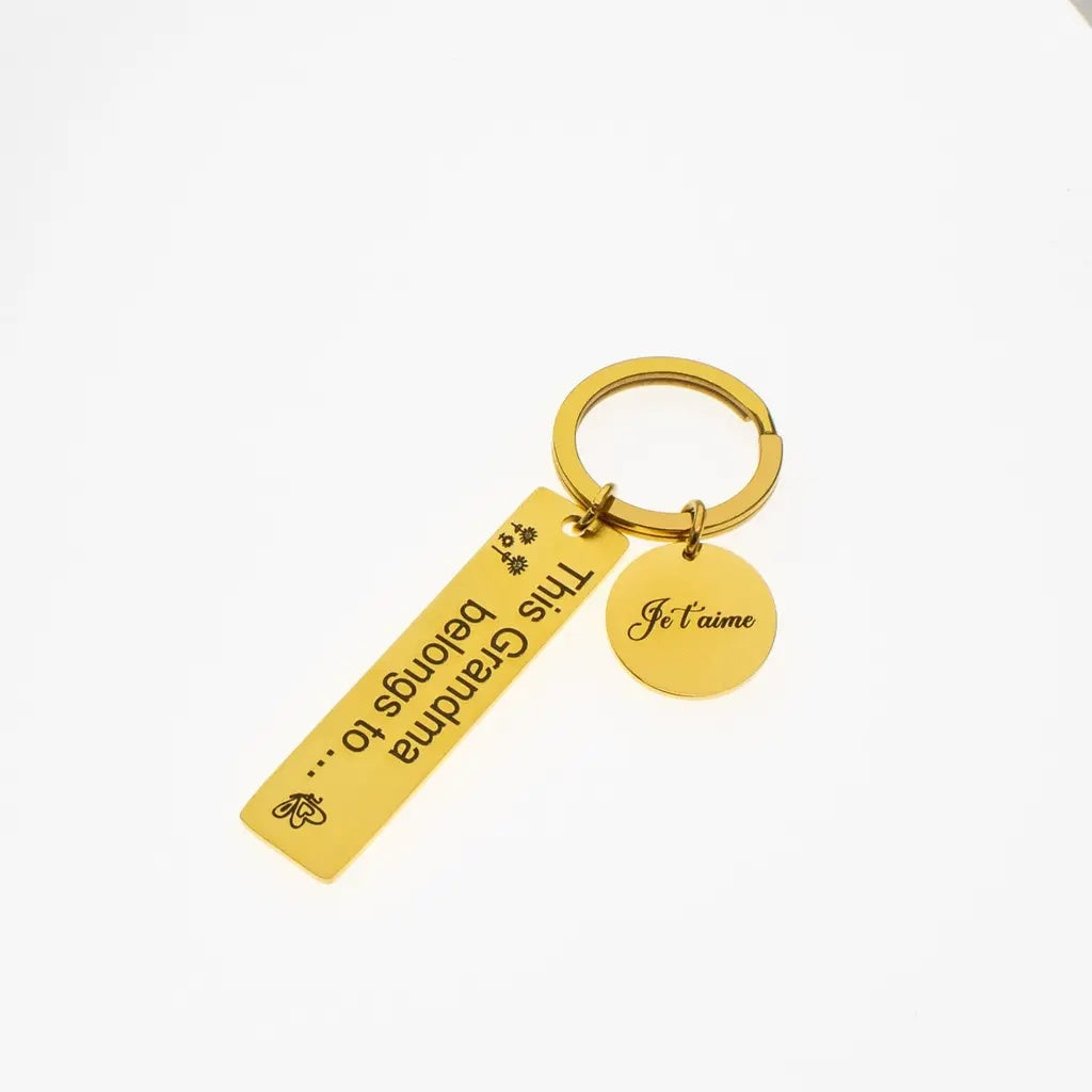 Personalized Gold Keychain This Belongs To Je Taime_1