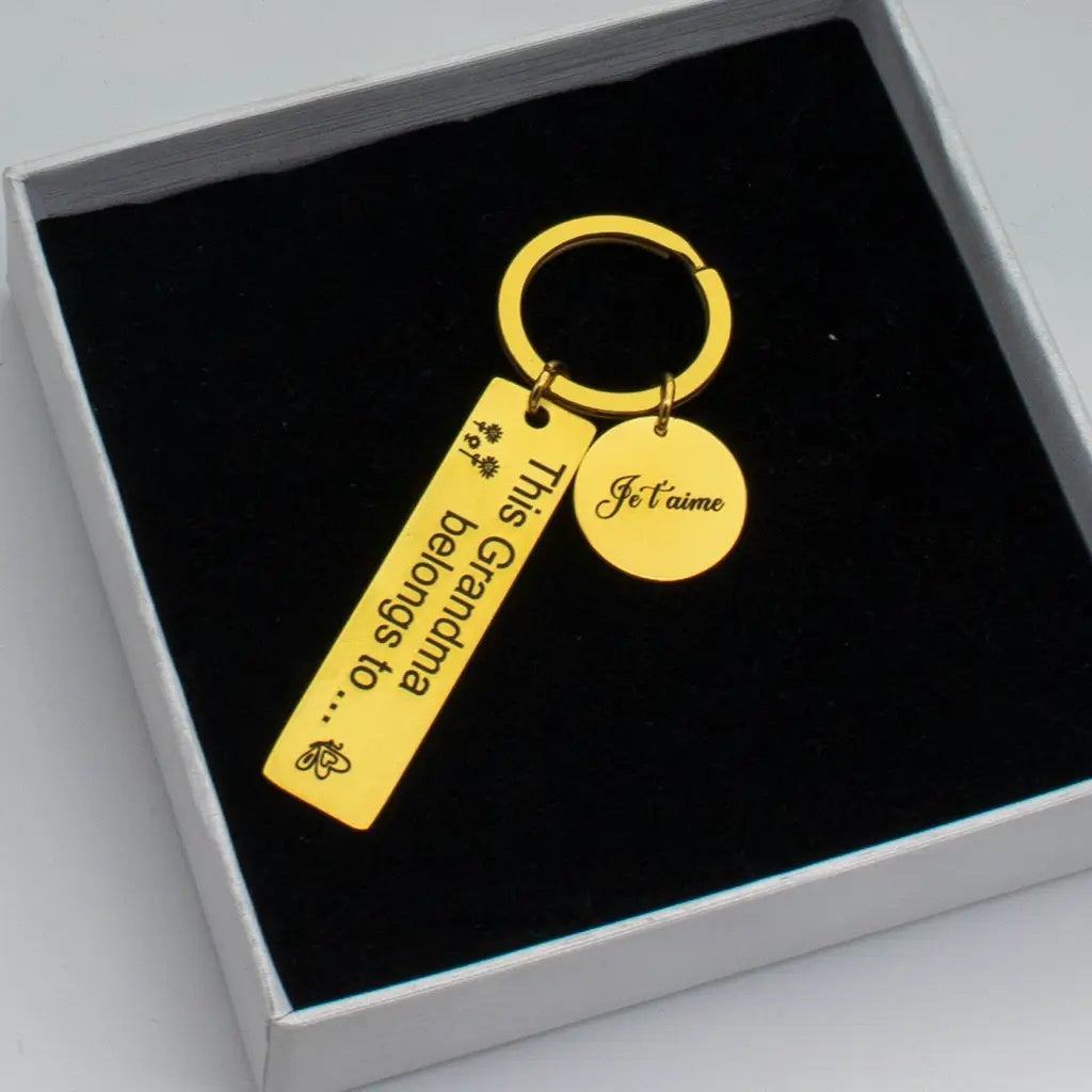 Personalized Gold Keychain This Grandma Belongs To Je Taime