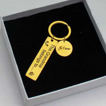 Personalized Gold Keychain This Grandma Belongs To Je Taime