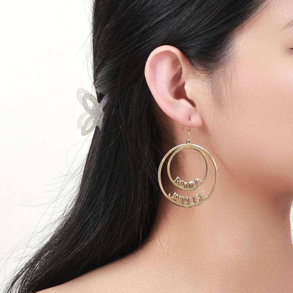 Personalized Gold Name Hoop Earrings Romina Jadalise