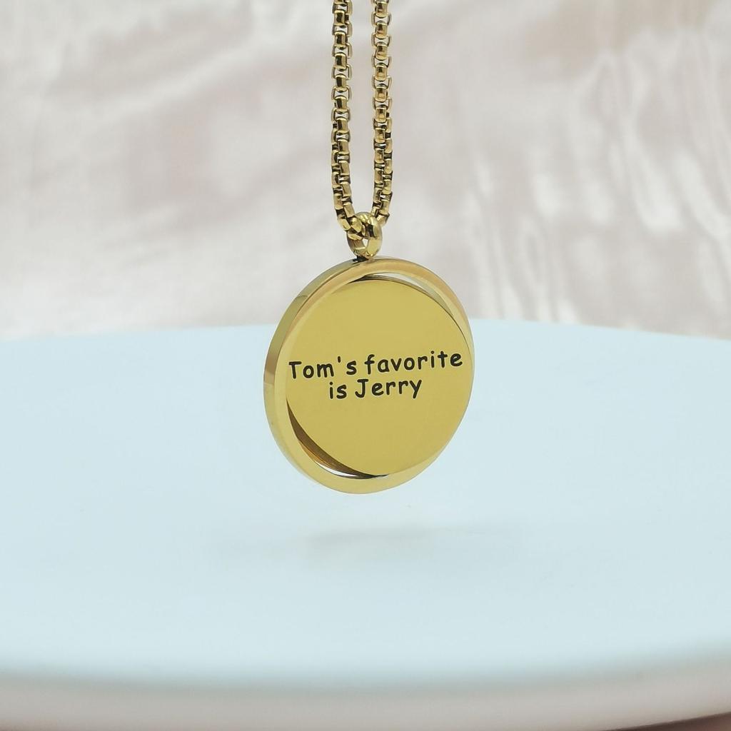 Personalized Gold Necklace Engraved Text Humor onlytext
