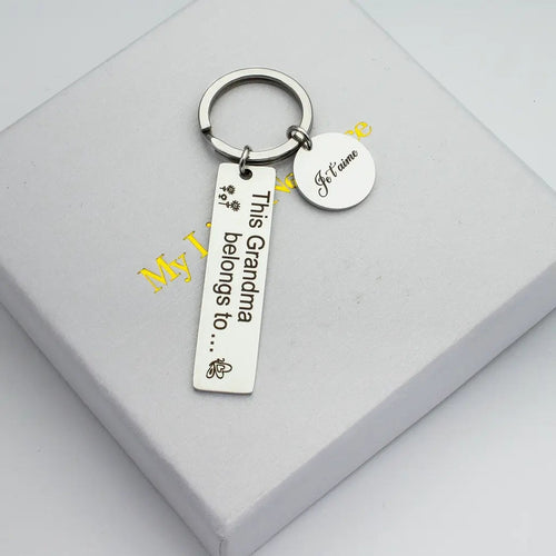 Personalized Grandma Keychain This Belongs To Text Image