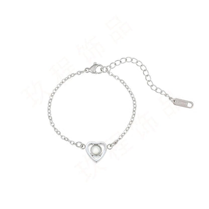 Personalized Heart Bracelet with Pearl Charm onlyimage