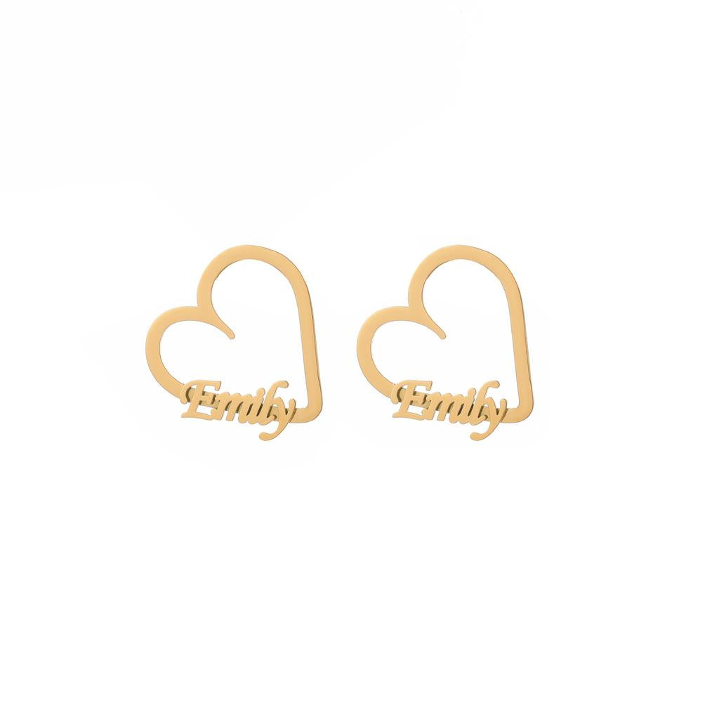 Personalized Heart Earrings with Name Emily Gold_1