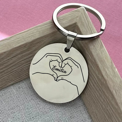 Personalized Heart Hands Keychain Gift