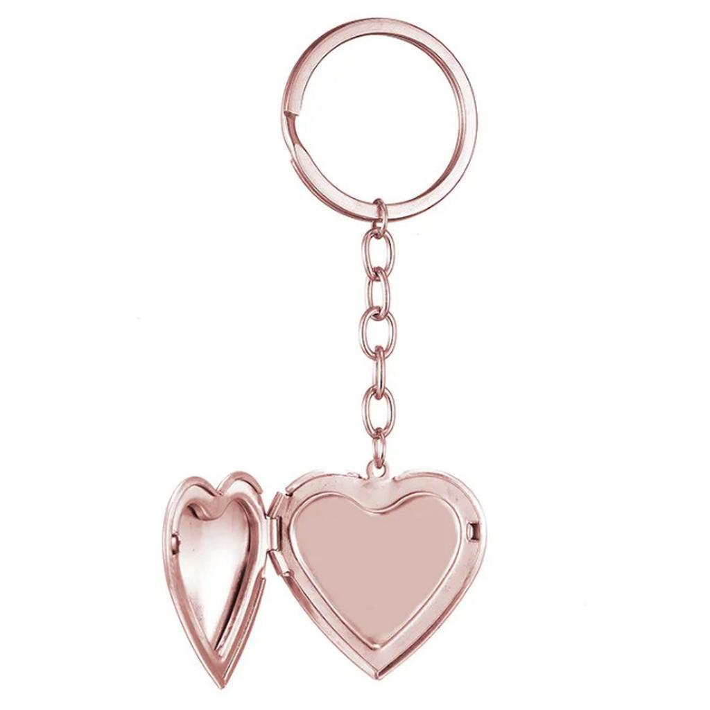 Personalized Heart Locket Keychain Rose Gold Design_1