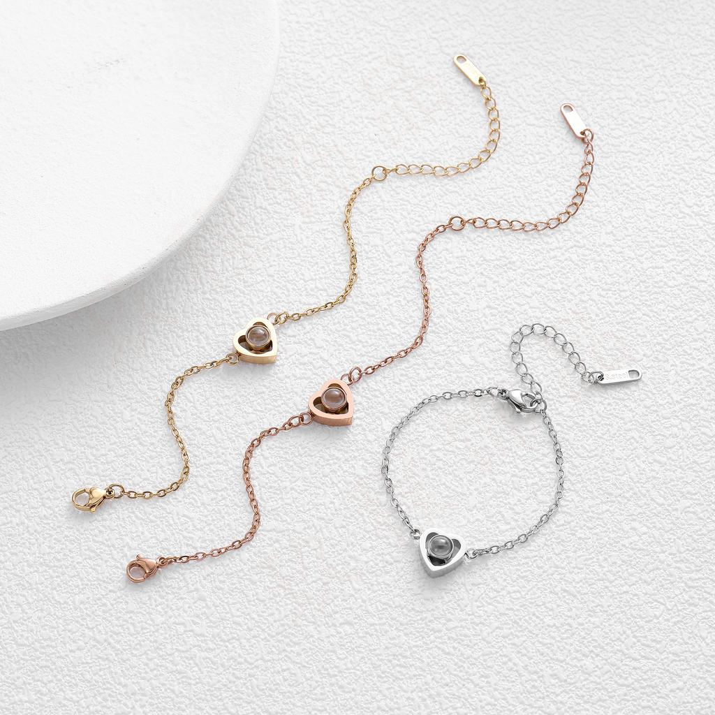Personalized Heart Photo Bracelets in Three Metals