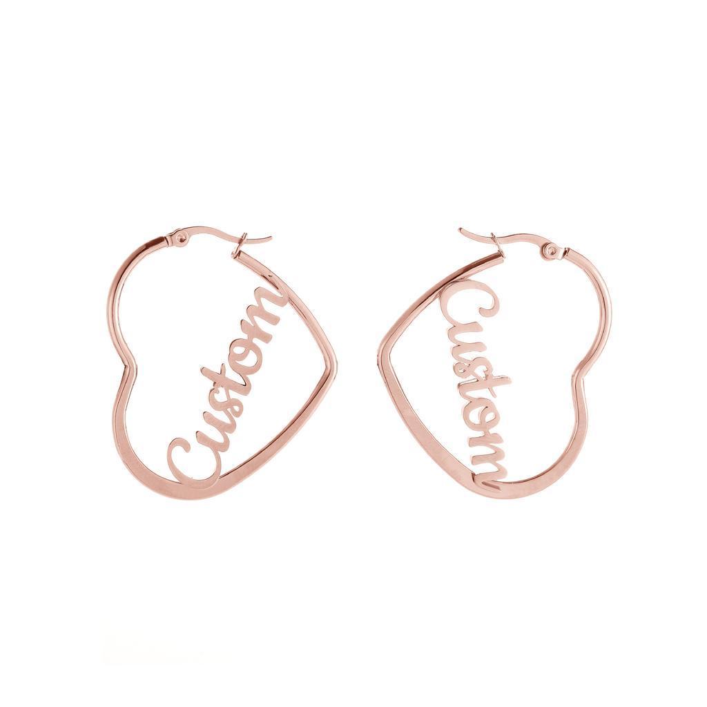 Personalized Heart Shaped Rose Gold Earrings Custom Text.jpg