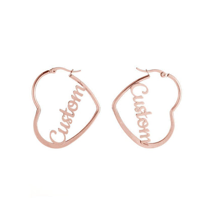 Personalized Heart Shaped Rose Gold Earrings Custom Text.jpg