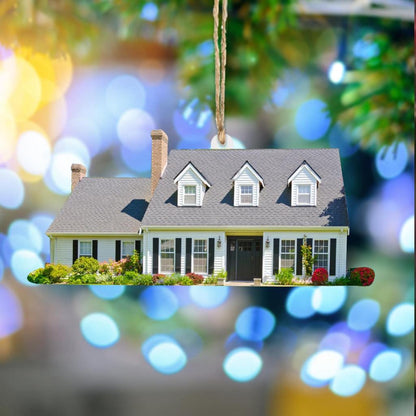 Personalized House Ornament Bokeh Christmas Lights