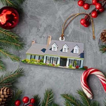 Personalized House Ornament Holiday Decor Flatlay