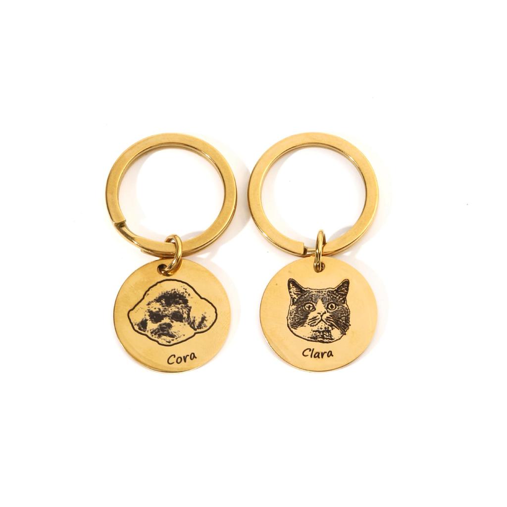 Personalized Pet Keychains Cora Dog Clara Cat Design
