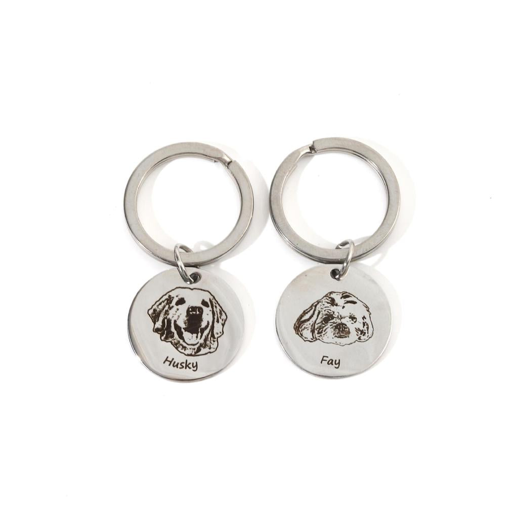 Personalized Pet Keychains Husky and Fay Design