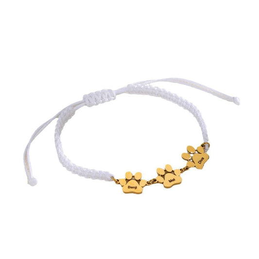 Personalized Pet Paw Bracelet with Engraved Names