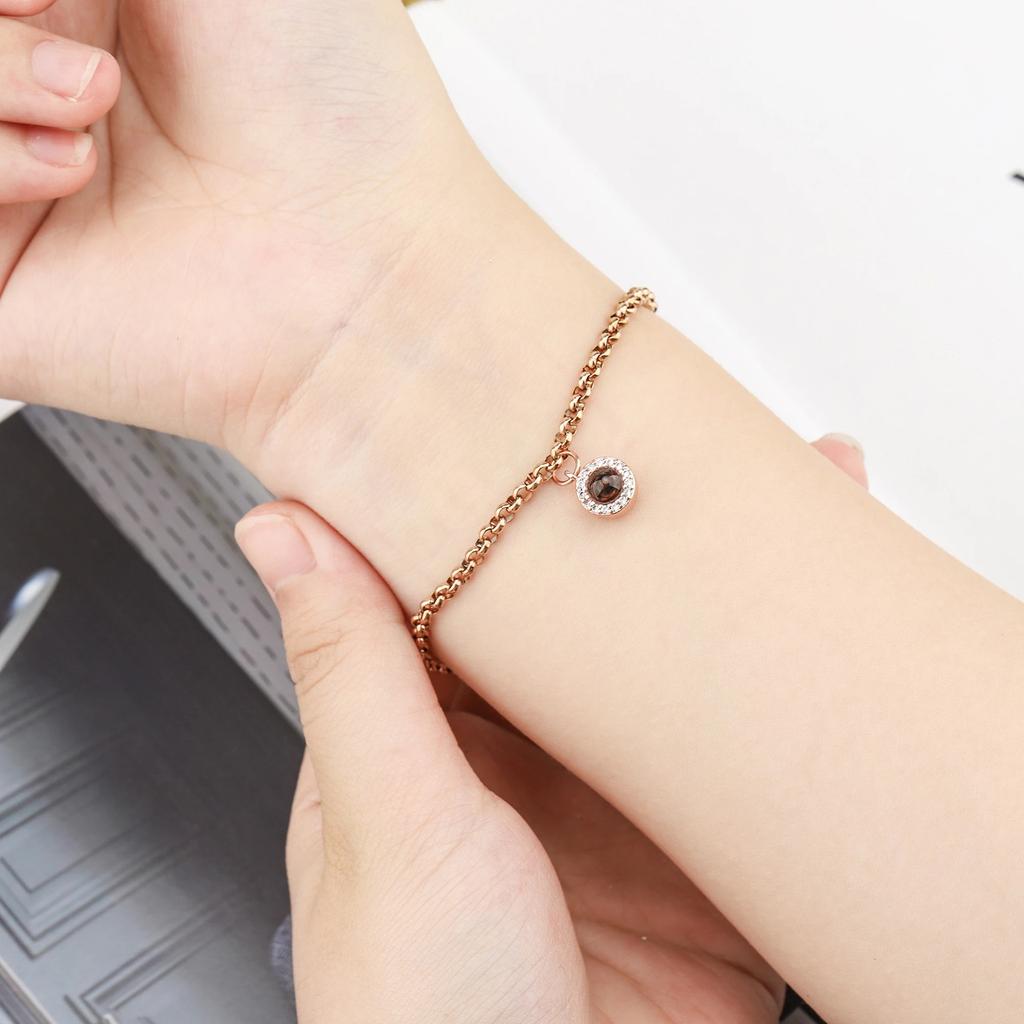 Personalized Photo Bracelet Rose Gold Chain Design
