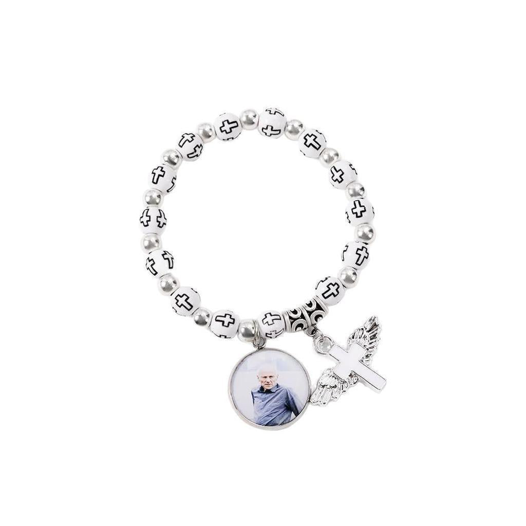 Personalized Photo Bracelet with Cross Charms onlyimage