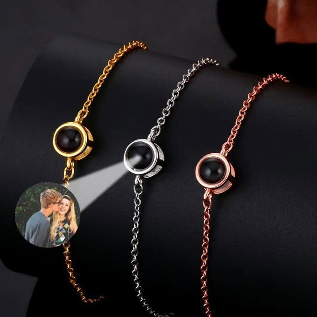 Personalized Photo Bracelets in Gold Silver Rose Gold