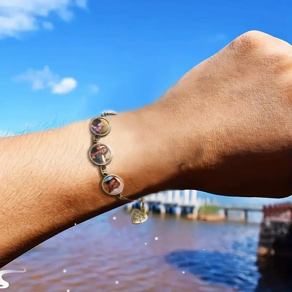 Personalized Photo Charm Bracelet Outdoor View
