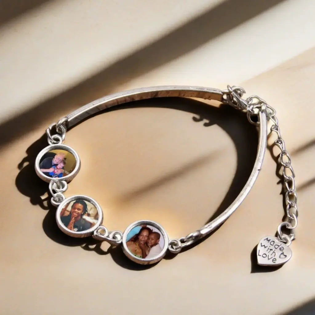 Personalized Photo Charm Bracelet with Love Tag