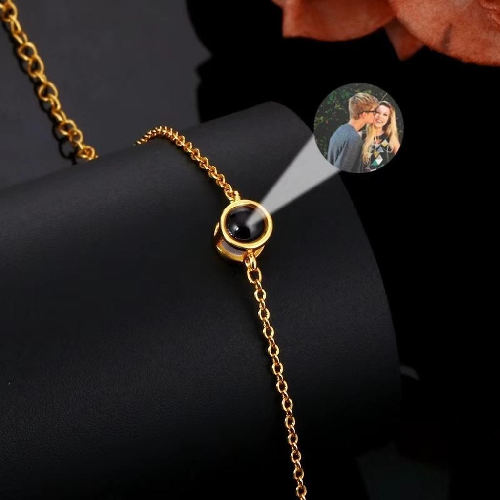 Personalized Photo Necklace Gold Couple Portrait Design