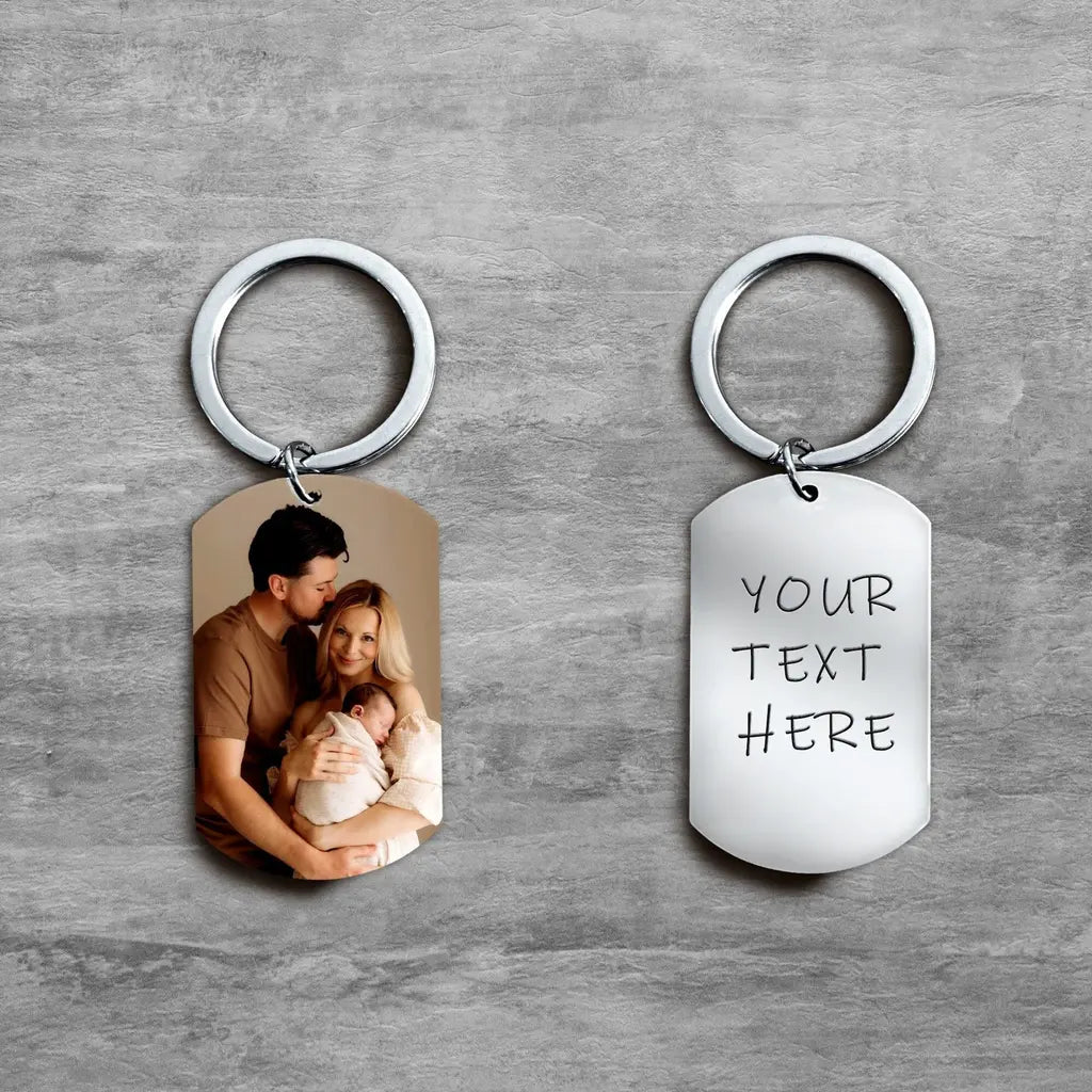 Personalized Photo Text Keychain Custom Gift