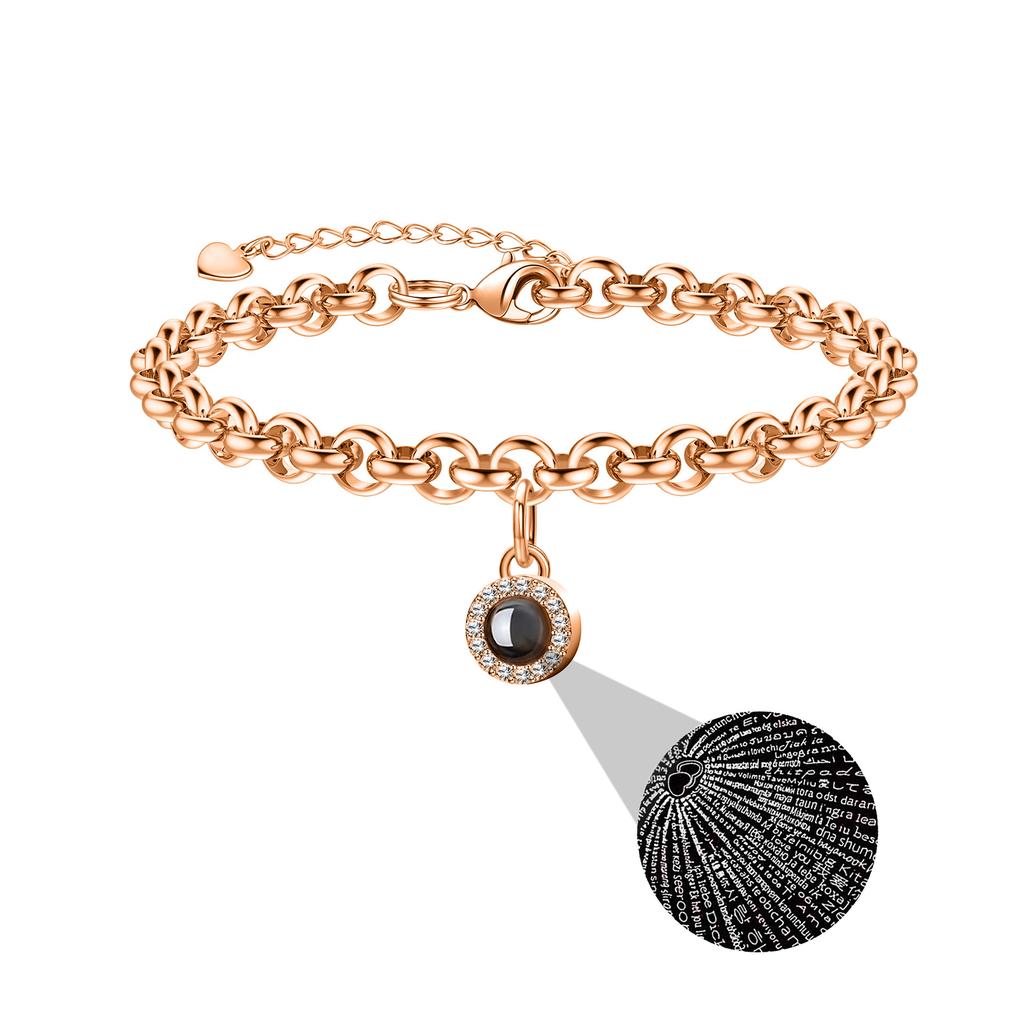 Personalized Rose Gold Bracelet with Engraved Charm