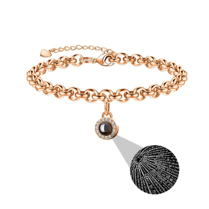 Personalized Rose Gold Bracelet with Engraved Charm