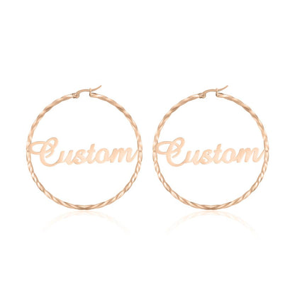 Personalized Rose Gold Custom Hoop Earrings Design
