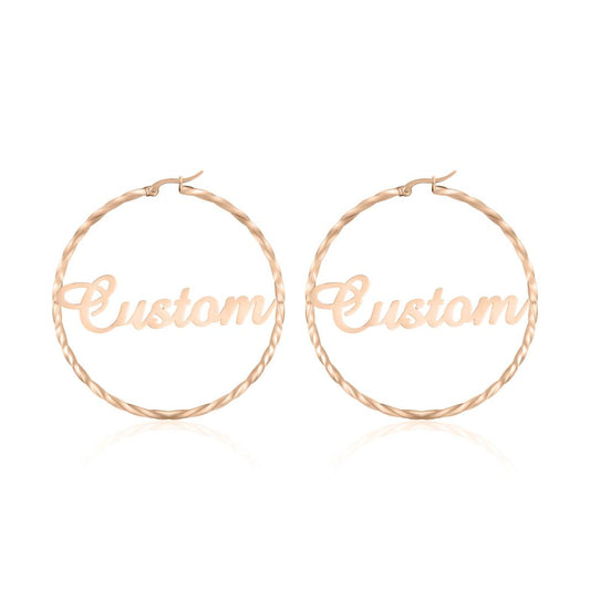 Personalized Rose Gold Custom Hoop Earrings Design
